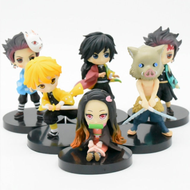 Set de 6 piezas de figuras de acción de Demon Slayer (Kimetsu No Yaiba)