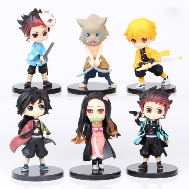 Set de 6 piezas de figuras de acción de Demon Slayer (Kimetsu No Yaiba)