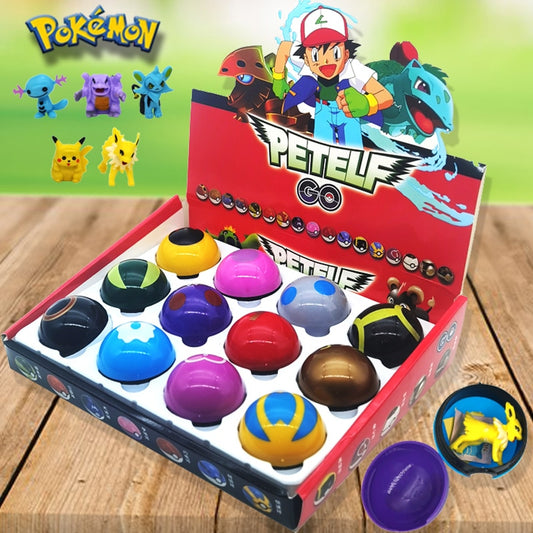 Set de 12 unidades de pokebolas con figuras de Pokémon